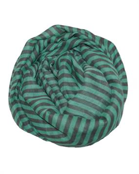 Stribet tørklæde i grønne og grå farver